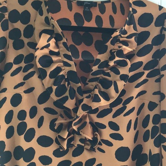 J Crew Cheetah Blouse with ruffle - Picture 2 of 5
